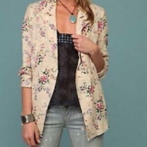 Free People Cream Floral Blazer Size XS